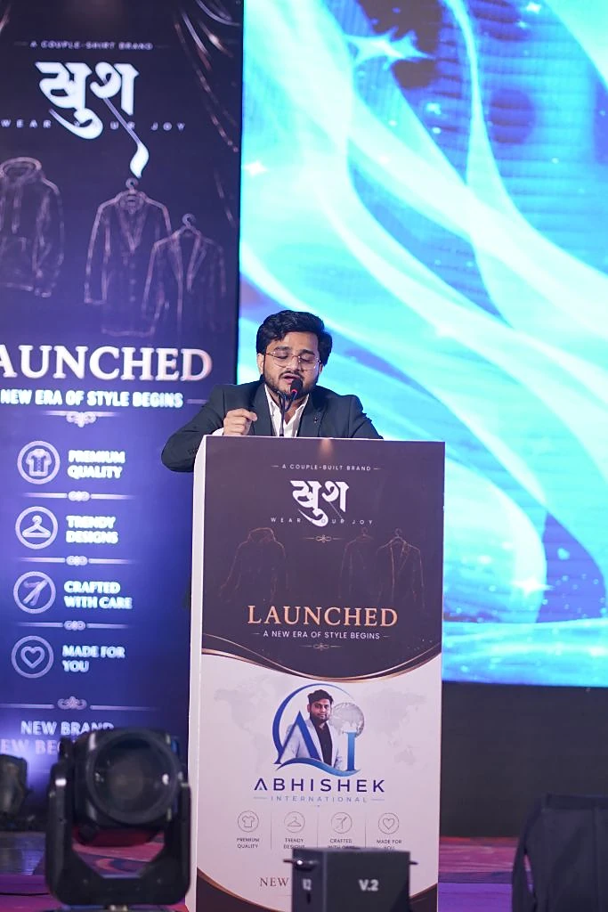 Mujahid Azimabadi at the Khush launch podium