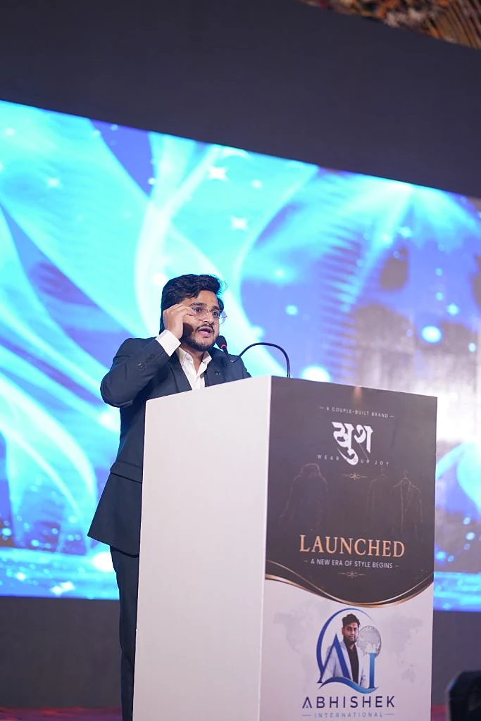 Mujahid Azimabadi at the Khush launch podium