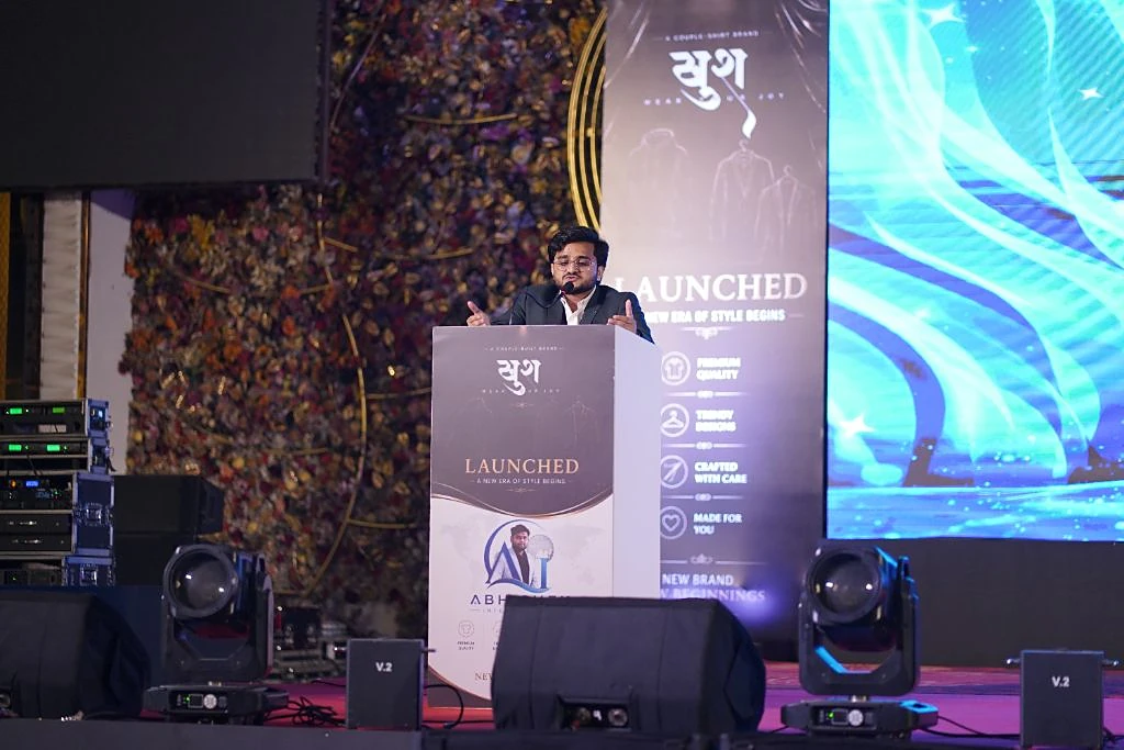 Mujahid Azimabadi on stage at the Khush launch