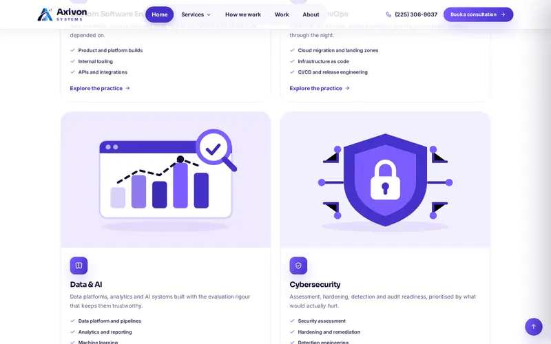 Axivon Systems — interior page section