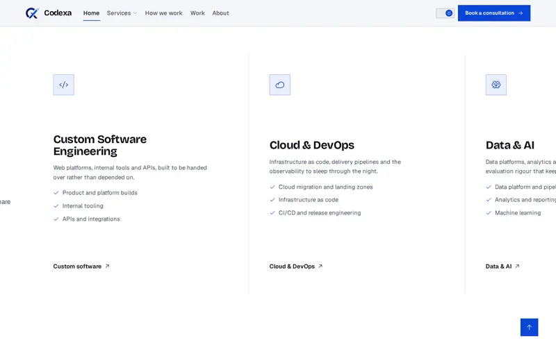 Codexa Technologies — interior page section