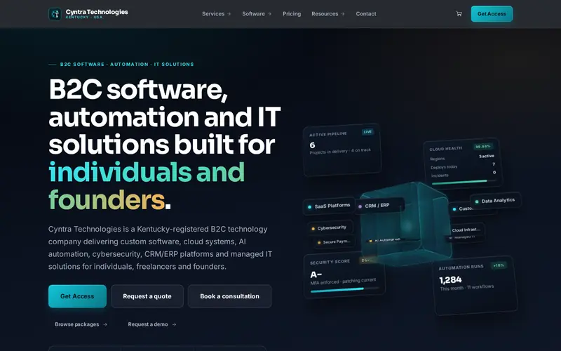 Screenshot of Cyntra Technologies