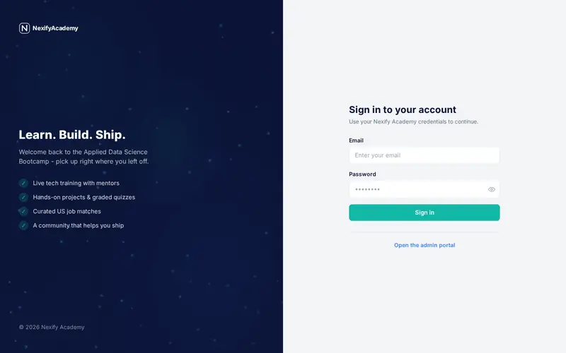Nexify Academy — interior page section