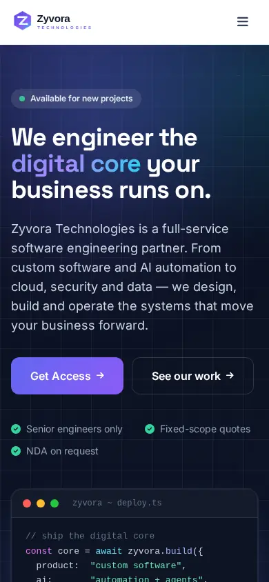 Zyvora Technologies on mobile